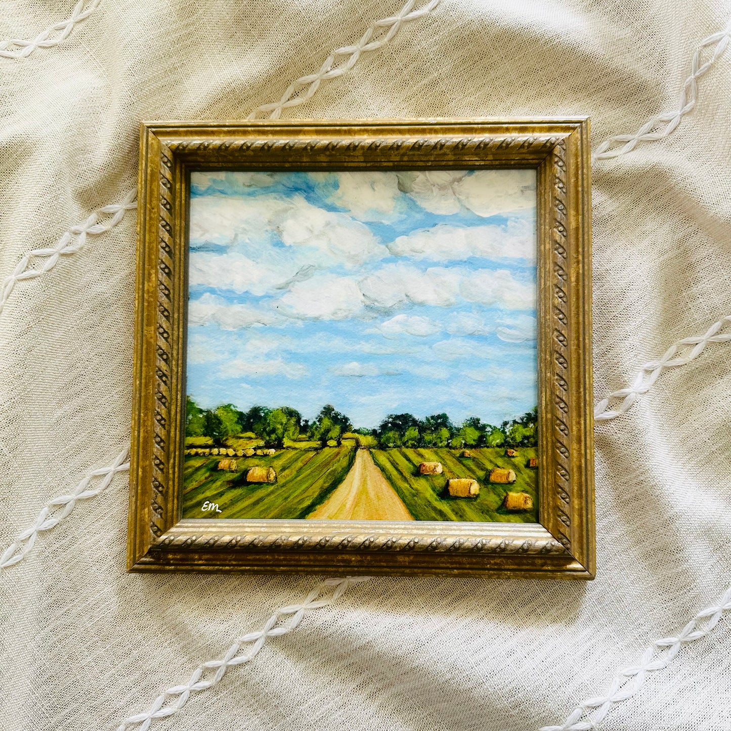 “Hay Bales on Mill Creek #2” Framed Print
