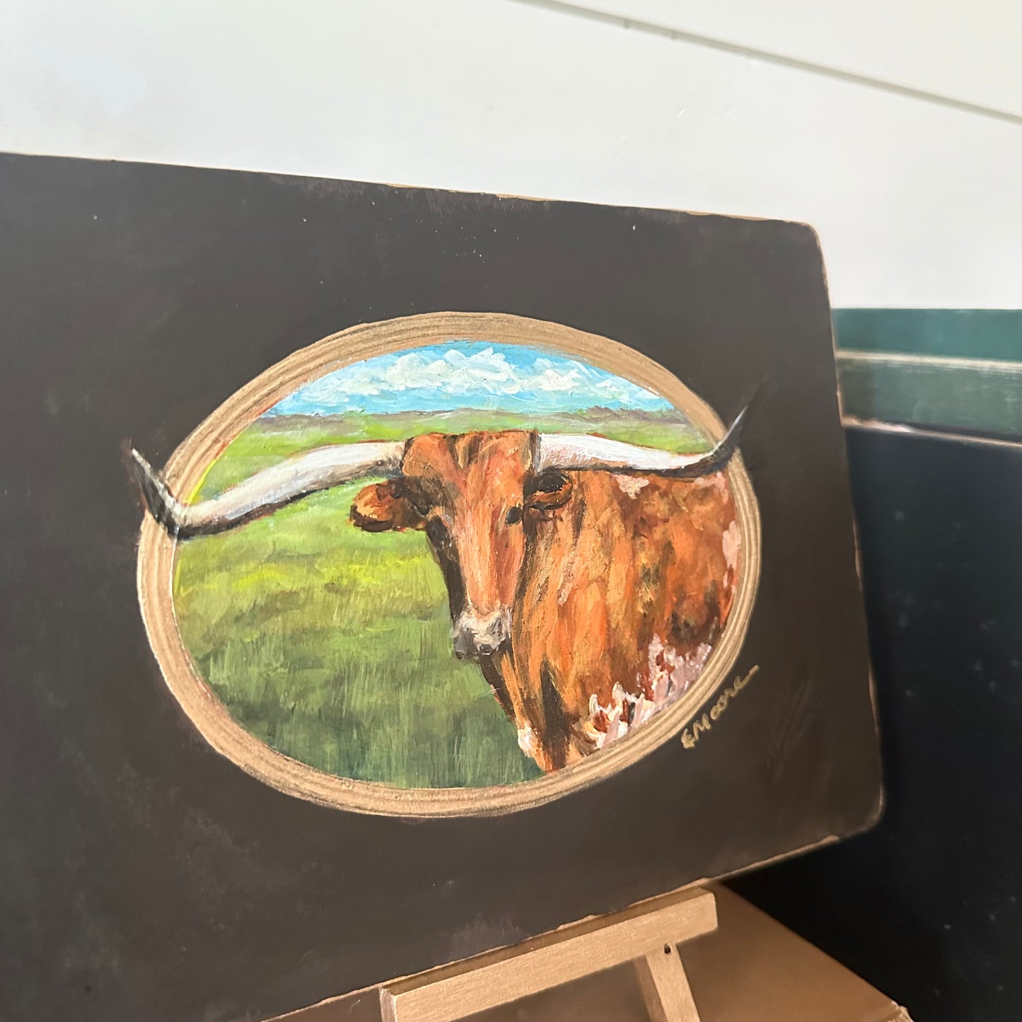 Longhorn Portrait (with easel)
