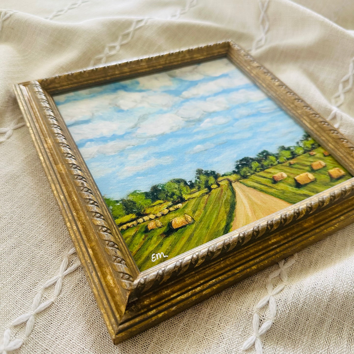 “Hay Bales on Mill Creek #2” Framed Print