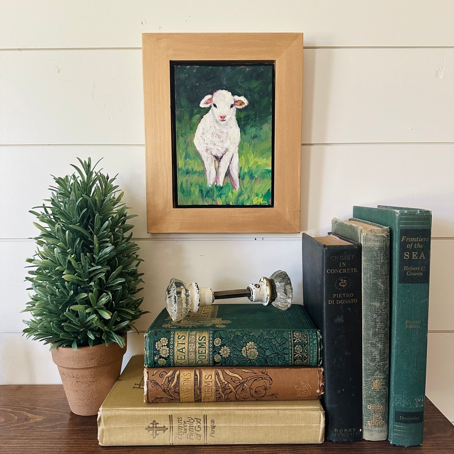 Little Lamb (gold floating frame)