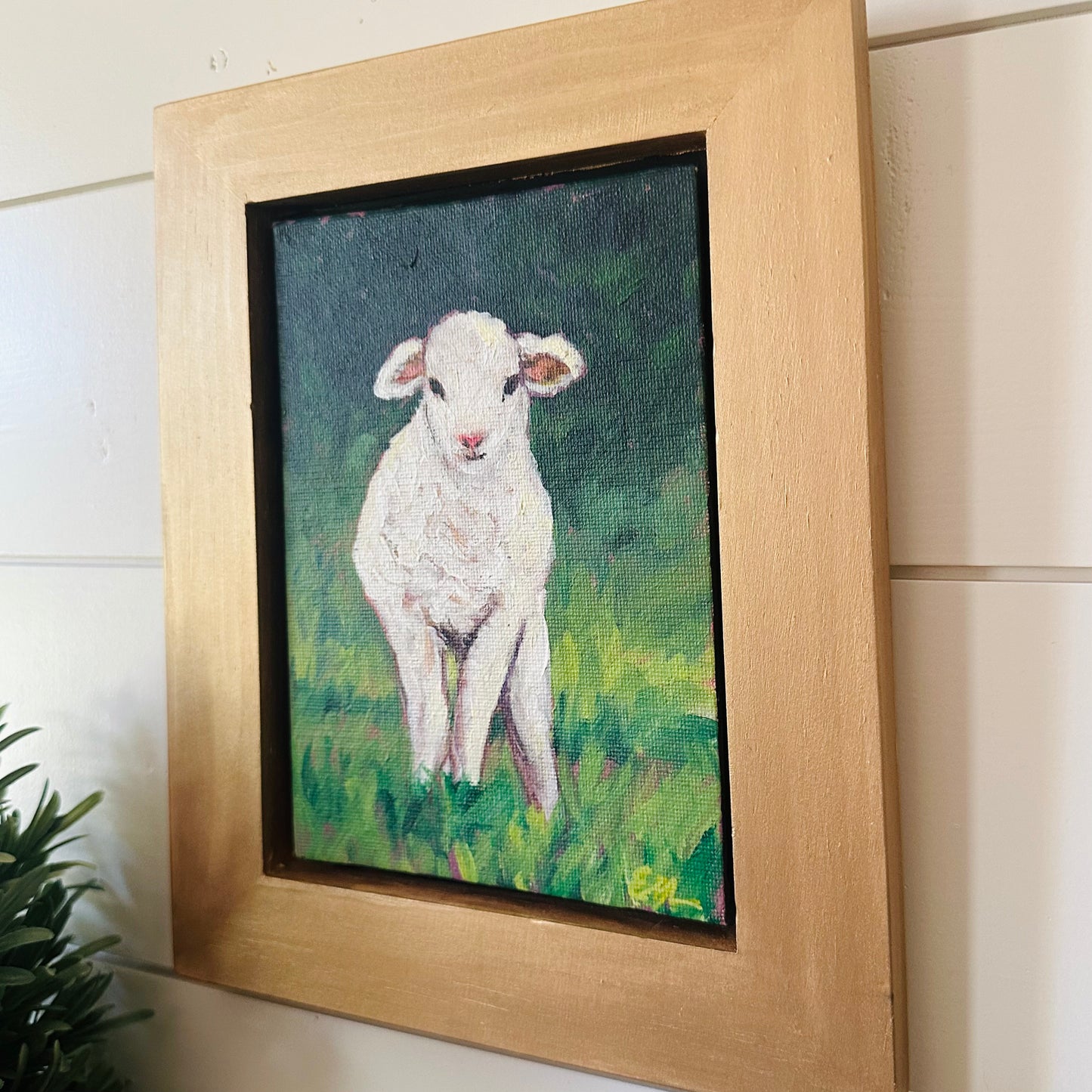 Little Lamb (gold floating frame)