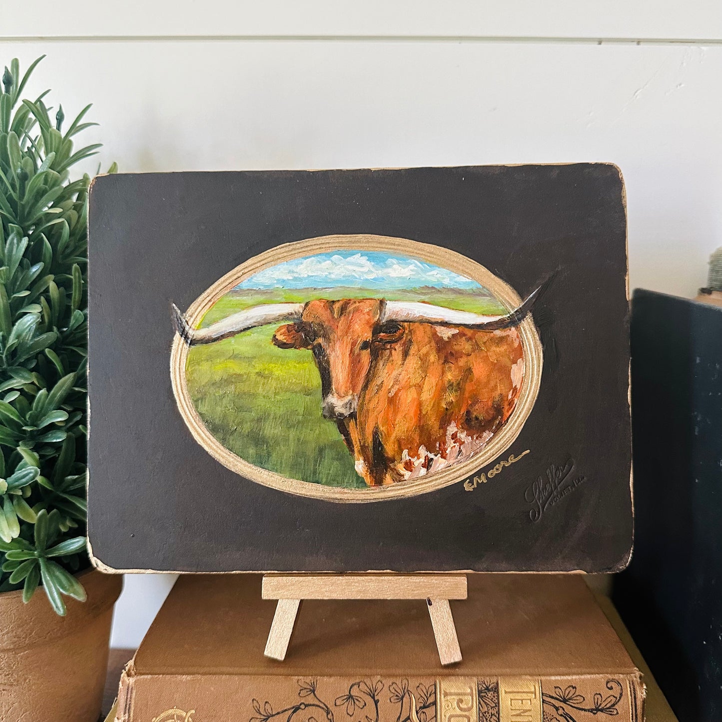 Longhorn Portrait (with easel)